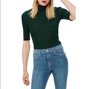 Green Elbow Sleeve Topshop Turtleneck